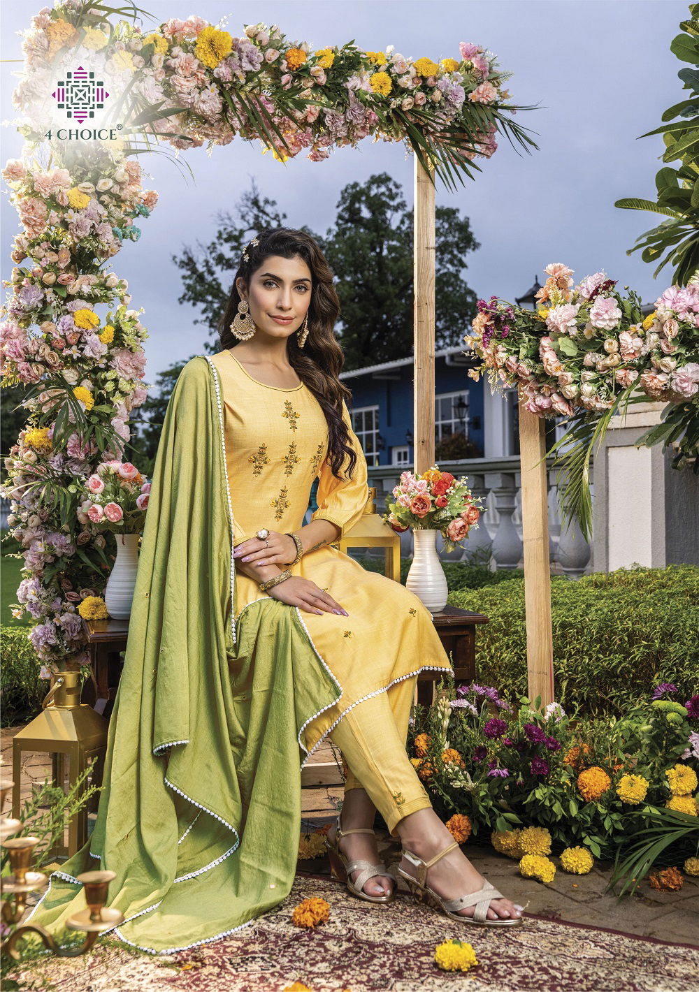 4 Choice Elexa Printed Viscose Kurti Pant With Dupatta Collection
